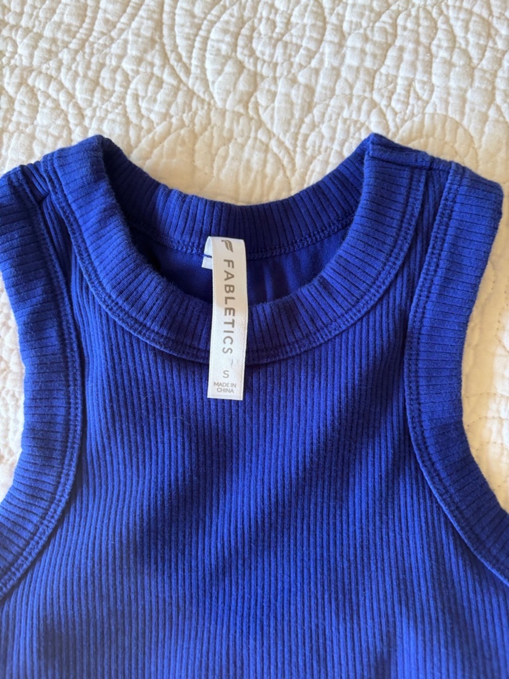 Fabletics Women’s Royal Blue Ribbed Racerback Tank - Picture 2 of 4
